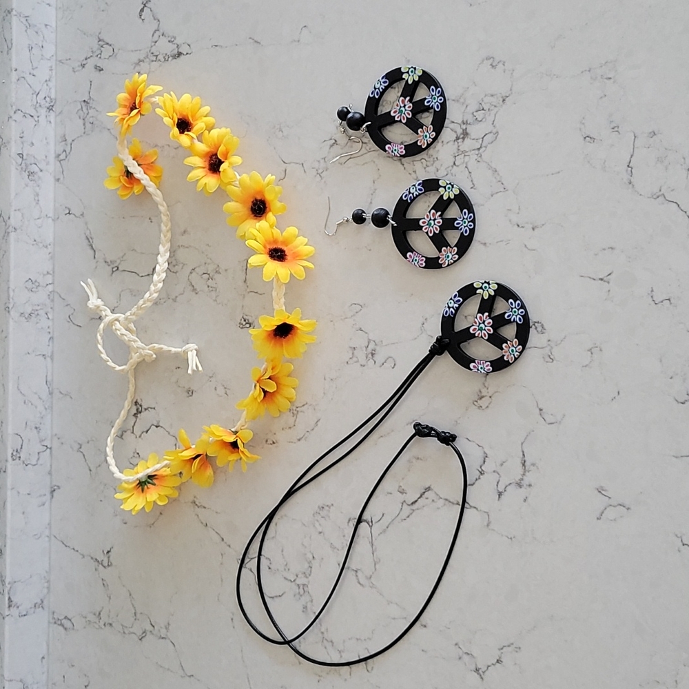🔥5 for $25/4 for $20/3 for $15 peace earrings/necklace and headband